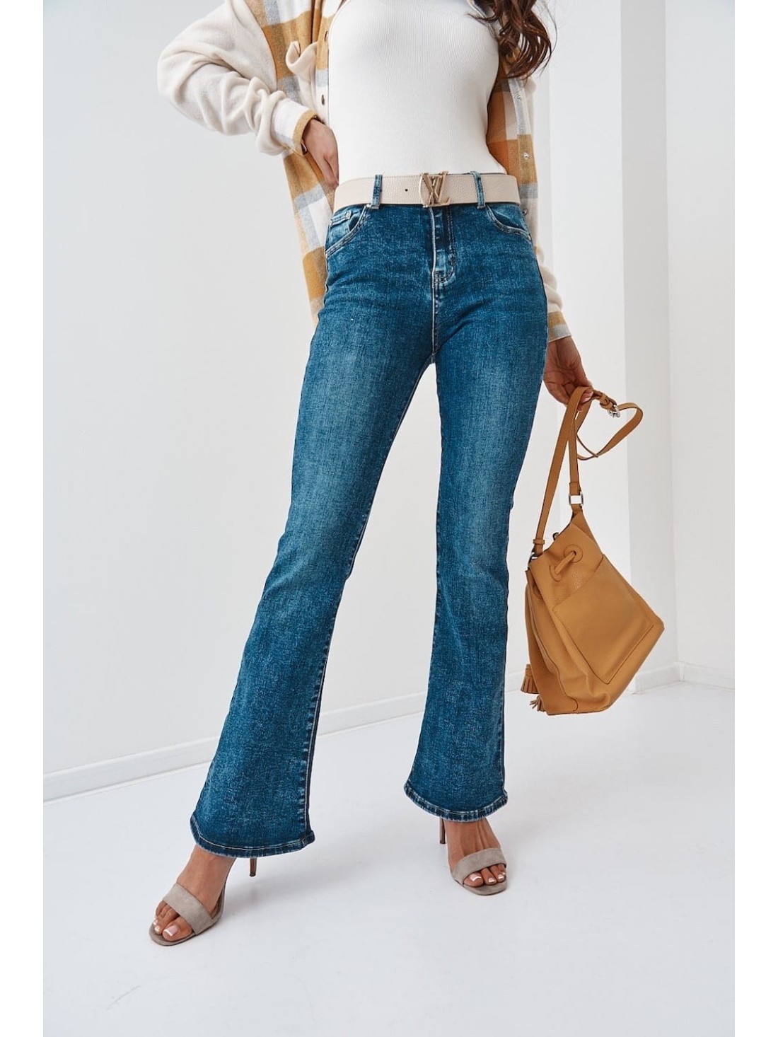 Pantaloni dama evazati din denim 96630 - Magazin online - Boutique